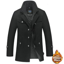 Mélanges de laine pour hommes veste d'hiver hommes décontracté épaissir col montant manteaux Casaco Masculino Palto hommes coupe-vent pardessus laine Trench Coat 5XL 231018