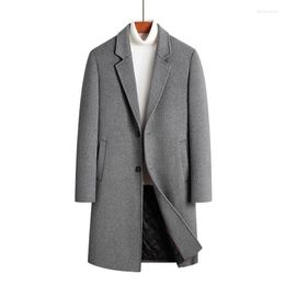 Laine mélangée pour hommes Vestes d'hiver Automne et manteau en tweed Trench Version coréenne mi-longue de la Slim Will22