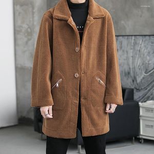 Mezclas de lana para hombre Abrigo largo de lana de doble cara de invierno Cuello de piel para hombre Trench cálido Manteau Homme Abrigo Mezcla para hombre Chaqueta para hombre Viol22