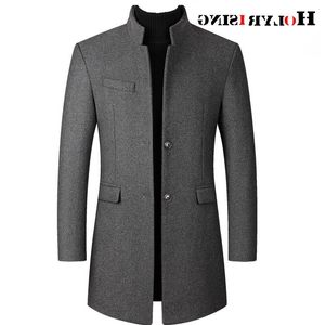 Chaqueta de invierno de mezcla de lana para hombre, abrigo grueso de alta calidad, abrigo informal de guisante de lana para hombre, gabardina 19018-5