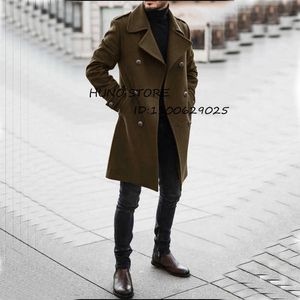 Mélange de laine masculine Hiver Laine pour hommes Long Coat Slim Fit Double Breasted Robe personnalisée Élégante pour la veste en coton HKD230718