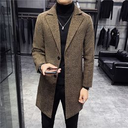Hommes laine mélanges hiver Trench manteaux longues vestes Slim Fit décontracté affaires épais chaud taille 5XL 230107