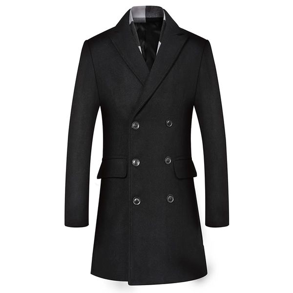 Hommes laine mélanges hiver laine manteau hommes double boutonnage pardessus style britannique trench-coat hommes caban laine mélanges veste sans écharpe 220930