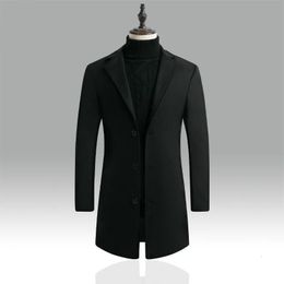 Mélanges de laine pour hommes Veste en laine d'hiver hommes mélange automne coupe-vent Trench manteau mâle couleur unie grande taille M-5XL Men's Wool Jacket abrigo hombre 231120