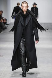 Manteau en laine mélangée pour hommes, long au-dessus du genou, personnalisé, couleur unie, mode jeunesse décontractée, 231120