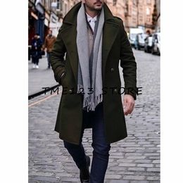 Misturas de lã masculina casaco longo de lã vneck singlebreasted negócios casual moda inverno outerwear para homem trench coats austrália 231017