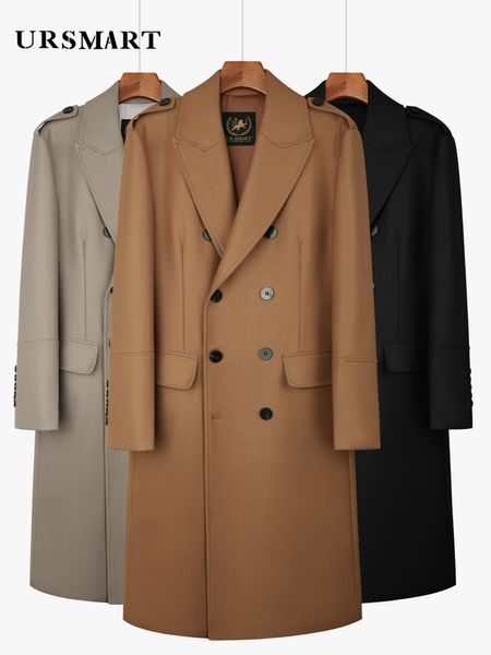Manteau peigné en mélange de laine pour hommes, Long au-dessus du genou, Double boutonnage, goût britannique, épais, amovible, intérieur en duvet, 230921
