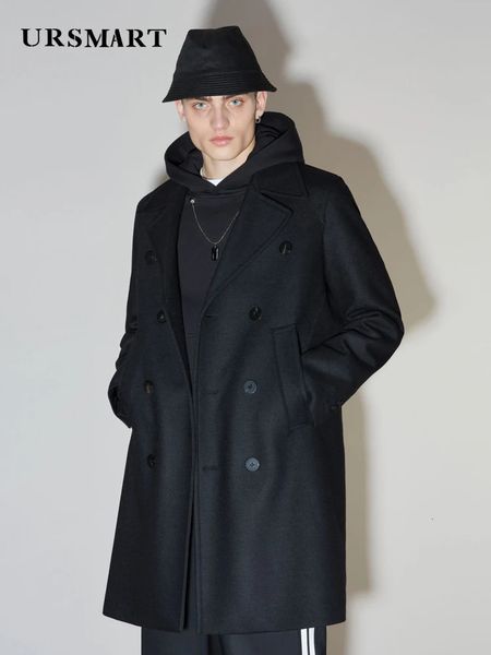 Manteau pur peigné en mélange de laine pour hommes, mi-long, classique, Double boutonnage, épais, chaud, pour jeunes britanniques, automne et hiver, 231130