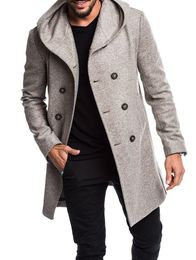 Herenwoljas Herfst Winter Heren Lange Trenchjas Katoen Casual Wollen Heren Overjas Mens Jassen en Jassen S-3XL Zogaa