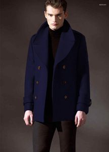 Manteau en laine pour hommes, haut de gamme, spectacle pour jeunes, hiver 2023, Double boutonnage, grand revers, court