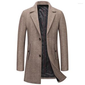 Vestes d'hiver en laine pour hommes, manteau coupe cintrée, épais et chaud, vêtements d'extérieur longs et décontractés, taille pois, goutte M-4XL
