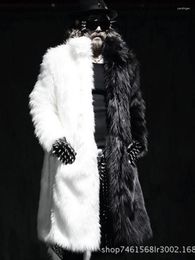Heren Wol Heren Nepbontjas Winter Dikke pluizige lange mouwen Warme bovenkleding Luxe jas Zwart-wit Bontjas Jassen Heren