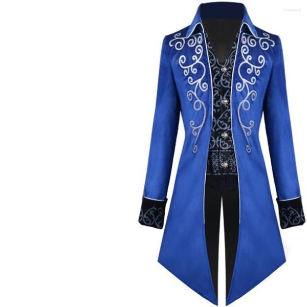 Laine pour hommes Costume victorien médiéval Tuxedo Gentlema Tailcoat gothique Steampunk Trench Vintage redingote tenue manteau pour broderie