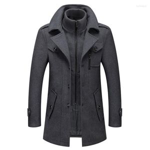 Manteau en laine mélangé pour hommes, principalement pour l'automne et l'hiver, couleur unie, résistant au froid, Double col, décontracté