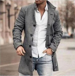 Heren wollen heren met één borsten blend jassen herfst reve kraag retro jas long tops bovenkleding sexy mode overjas