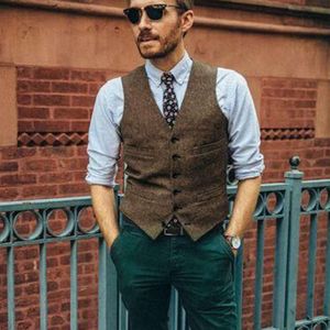 Vestido de padrino de boda de lana para hombre, de un solo pecho, estilo punk, informal, sin mangas