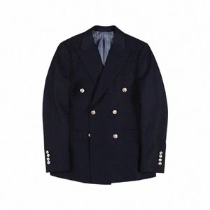 Costume en laine pour hommes Blazer Coupe régulière Style IVY Busin Élégant Vintage Veste Homme s3ZN #
