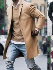 Veste coupe-vent en laine pour hommes, manteau en laine, Version coréenne, tendance, longue, couleur Pure sauvage, hiver 2023