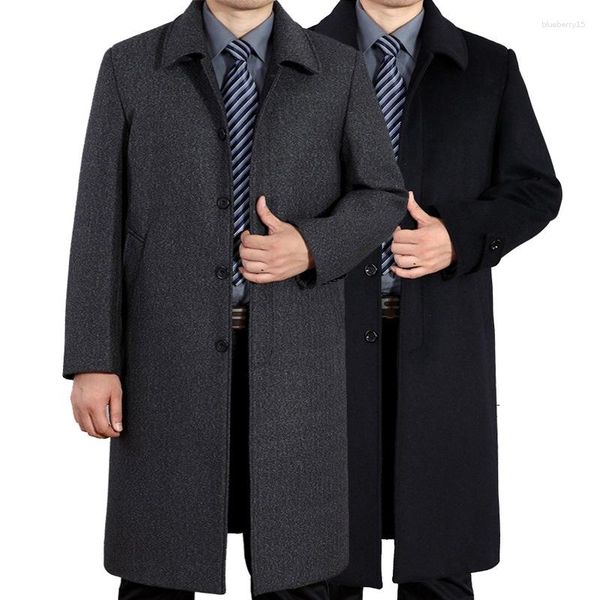 Manteau en laine pour hommes, chemisier longueur genou, peluche épaisse, vêtements d'hiver, manteaux, vestes, mélanges