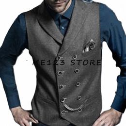 Heren Wollen Casual Busin Elegante Single Breasted V-hals Vest Vesten voor Mannen Pak Mannelijke Steampunk Gothic Chaleco Formele Slijtage i1tF #