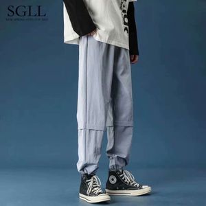 Werkkledingbroeken voor heren, lente/zomertrend, Koreaanse versie, casual ins, losse bijgesneden sportjures, gepersonaliseerde broek