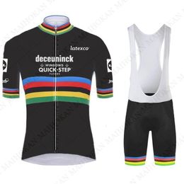 Heren World Cycling Clothing Quick Step Julian Aphilippe Jersey Set Road Race Bike Suit Maillot Cyclisme Racing Sets 265Z