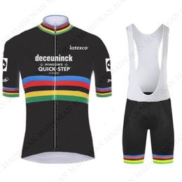 Heren World Cycling Clothing Quick Step Julian Alaphilippe Jersey Set Road Race Bike Suit Maillot Cyclisme Racing Sets 244O