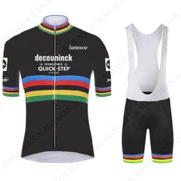 Heren World Cycling Clothing Quick Step Julian Alaphilippe Jersey Set Road Race Bike Suit Maillot Cyclisme Racing Sets 249U