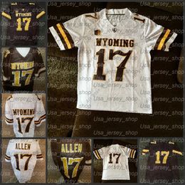 Maillot de football masculin Wyoming Josh #17 Allen Brown et blanc, maillot de football universitaire pour adultes S-3xl