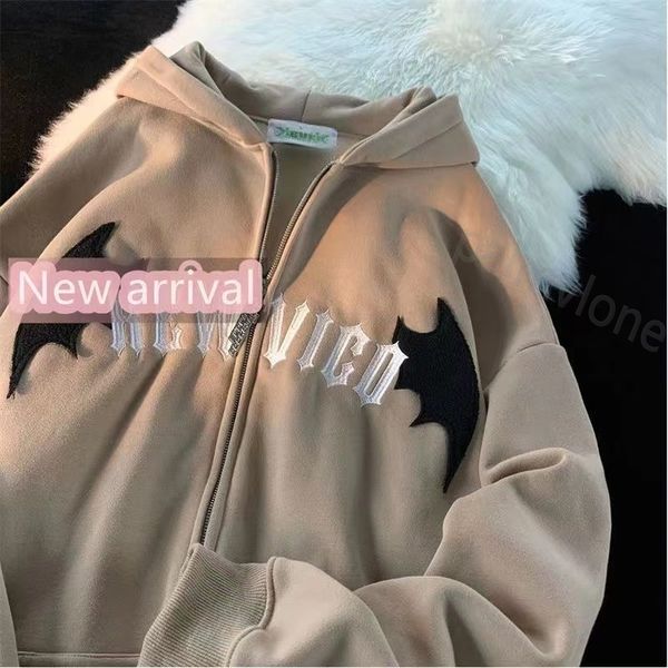 Hommes Y2K Hoodies Sweatshirts Hip Hop Dark Bat Wing Devil Horn Gothic Zip Up Hoodie Veste Hommes Femmes Surdimensionné MINUSTWO Sweat Hiver Y2K