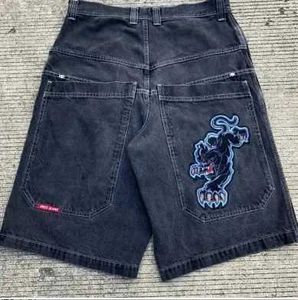 Modèle de motif gothique rétro pour hommes imprimé JNCO DENIM 2000S Sac hip hop Summer Summer Beach Jeans Jorts Gym Shorts J240409