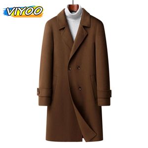 Hommes Y2K épais double boutonnage laine bureau Long Trench manteau pardessus coupe-vent vêtements d'extérieur hommes coréen automne hiver vêtements 231226