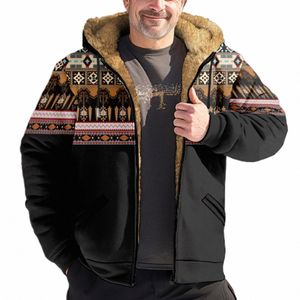 Sweats à capuche à glissière pour hommes Bis motif imprimé vêtements d'hiver décontractés sweat-shirt à manches Lg veste à capuche décontractée vêtements d'extérieur pardessus I25l #