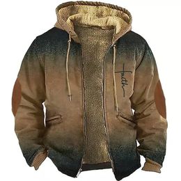 Sweat à capuche à fermeture éclair pour hommes, imprimé à rayures, vêtements d'hiver décontractés, sweat-shirt à manches longues, veste à capuche décontractée, vêtements d'extérieur 231229