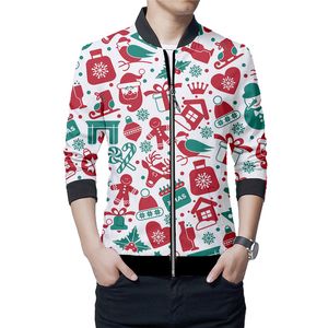 Men S Zipper Jacket 3D Merry Christmas Cartoon Gedrukte kerstfeestkleding Casuall Tracksuit Diy Oversize Groothandel 220708