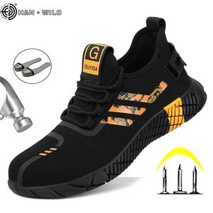 Hommes Safety Shoes Chaussures de travail en plein air Bottes de construction industrielle pour hommes Chaussures antidérapantes antidérapantes anti-pluie Chaussures d'acier Toe chaussures de travail homme 210820