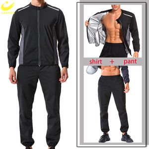 Costume de Sauna pour hommes, ensemble de sueur, veste de perte de poids, pantalon, Leggings amincissants, fermeture éclair supérieure, entraînement thermique, Fiess Sport, brûleur de graisse