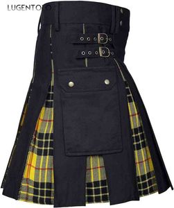 Hommes ecosse jupe courte grande taille Plaid printemps danse hommes décontracté Kilt écossais Festivals vêtements H1210