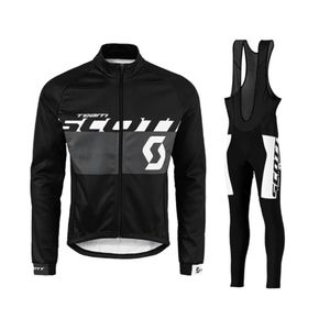 Hommes SCOTT Cyclisme Jersey Costume Sports de plein air Chemises de vélo à manches longues Pantalons à bretelles Ensembles Respirant Séchage rapide VTT Vêtements de vélo S210299t