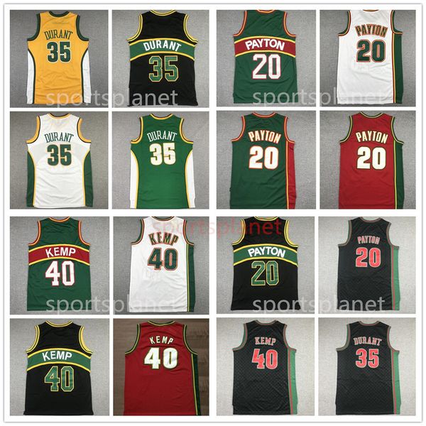 Hombres Baloncesto Kevin 35 Durant Jersey Gary 20 Payton Retroceso Shawn 40 Kemp Ray 34 Allen 11 Detlef Schrempf Camisetas de baloncesto para hombre