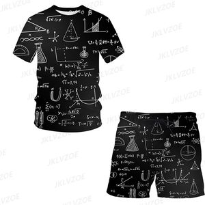 Hommes Ensemble Survêtement Pour Homme Vêtements Surdimensionnés Math Formule T-shirt Shorts Sportswear Hommes T-shirts Costume De Mode Été Streetwear 220726