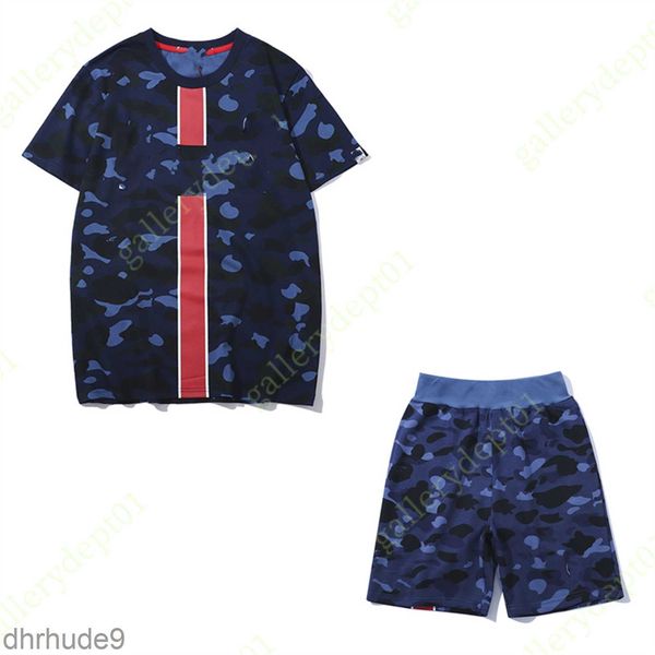 Hommes Ensembles Designer Survêtement Survêtements Survêtements Costumes Pour Hommes Costume Surdimensionné Motif Requin T-shirt À Fermeture Éclair Grande Poche Lâche Camo Chemises Larges 3xl C1 0EF4