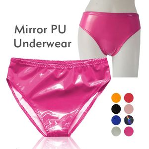 Hommes sexy Latex Briefs brillant sous-vêtements PVC Cuir sous-pants femmes en cuir breveté Lingerie Lingerie Sissy Patties 240506