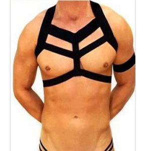 Mannen sexy lingerie elastische riemen tank tops tonen spier borst bandage tops nachtclub prestaties clubwear exotische bondage slijtage