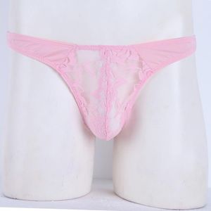 Hommes Sexy Lingerie Sissy Gay Taille Basse Culotte Dentelle Floral Bulge Poche G-string Et String Mini Bikini Sous-Vêtements Érotiques Sous-Vêtements Pour Hommes G-Str