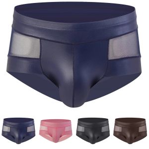 Mannen sexy zak ondergoed doorzichtige mesh bokser shorts u convex zakje stammen roze briefs erotische hombre mannelijke lingerie tanga