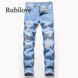 Mannen sexy gescheurde jeans casual mode patchwork hol uit bedelaar bijgesneden broek cowboys denim hiphop streetwear heren's