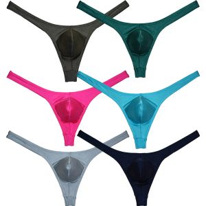 Mannen Sexy Thongs G-string Glanzende Pouch Ondergoed Elastische Tanga T-Back Ontwerp Omhelzing Mini Bikini Brutale Sexy Micro Slips broek