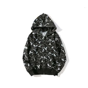 Mannen Shark Jaw Camo Badhaai Camouflage Ape Volledige Zipper Hoodie Sweats Coat Jacket L