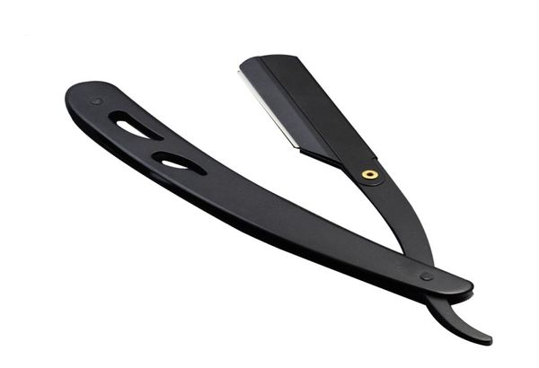 Herramientas de afeitado para hombres, maquinilla de afeitar y cuchillas de peluquero, cuchillo de afeitar plegable negro antiguo, soporte para maquinilla de afeitar recta de acero inoxidable 8326300